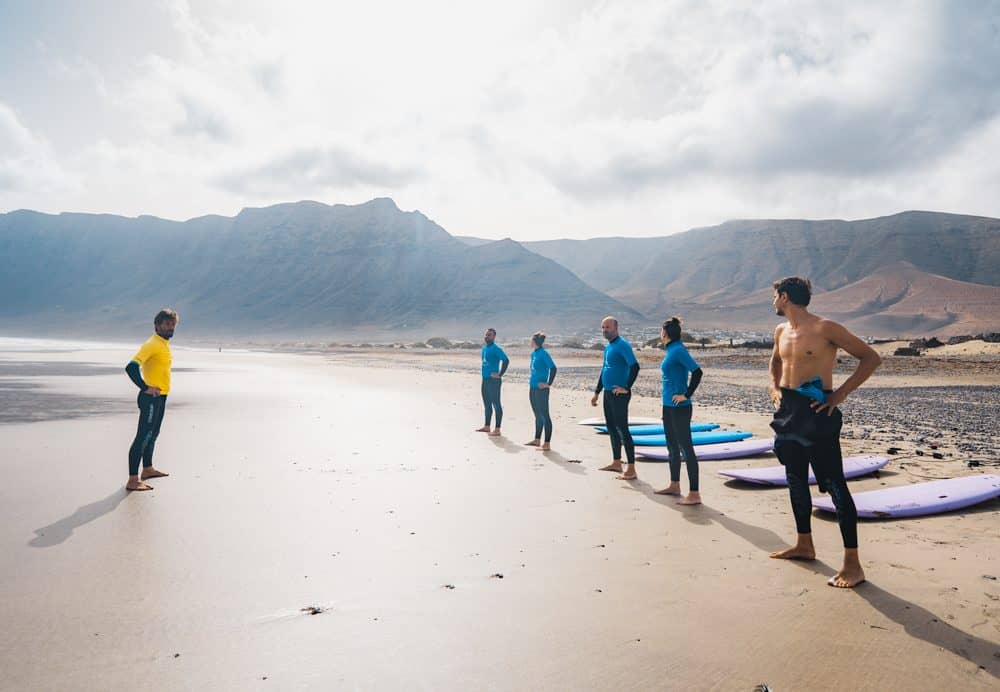 lezione di surf a Puerto del Carmen